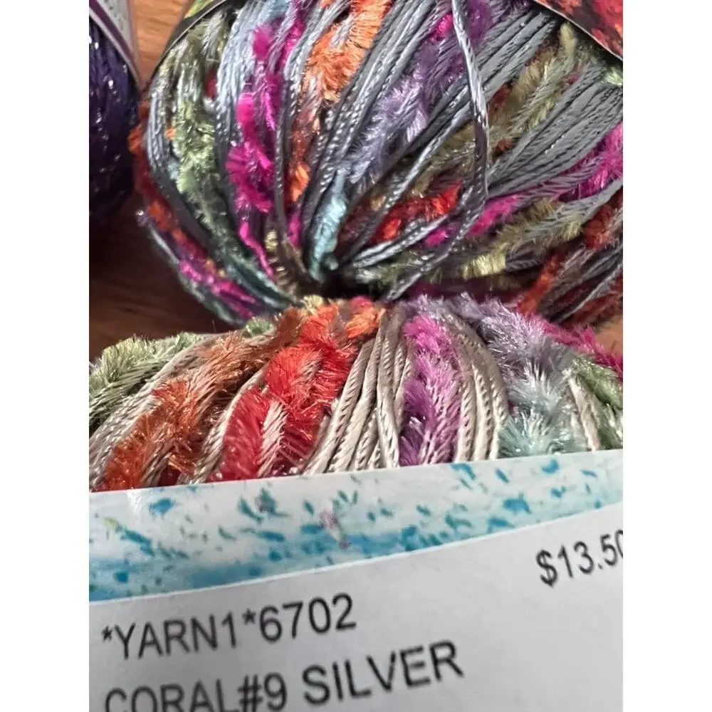 Coral Ribbon Yarn Lot of 2 | Novelty Ladder Yarn for Fiber Art